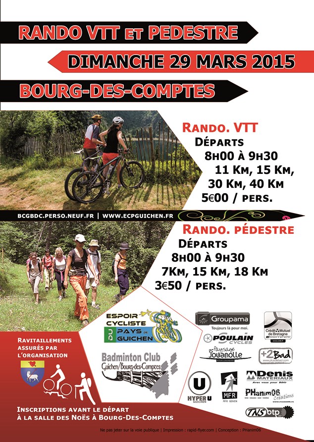 RANDO VTT – Bourg des Comptes – 29 mars 2015 – Espoir Cycliste du Pays ...